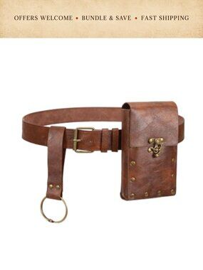 PU Leather Renaissance Waist Pouch Medieval Belt Bag Costume Accessory
